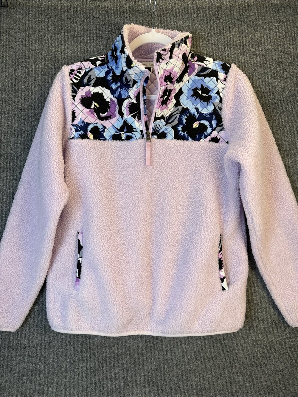 Vera Bradley Teddy Fleece Half-Zip Pullover in Lavendar-Pink Size Medium